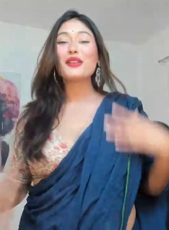 Goddess Anna Sexy Blue Saree