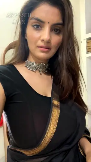 Anveshi Jain Black golden saree to nighty